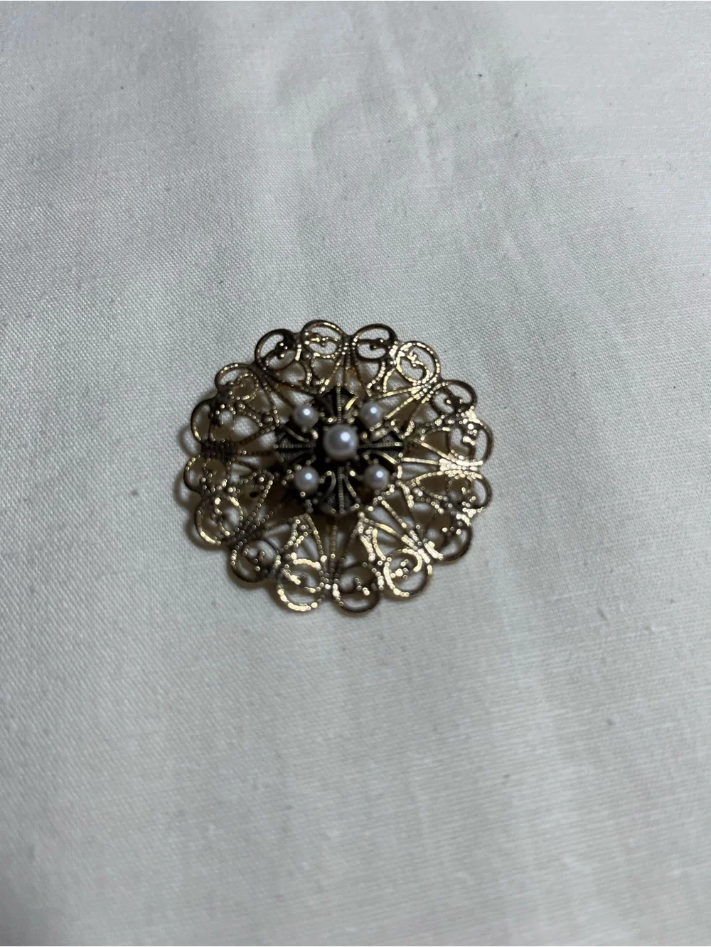 Gold Filigree Pearl Cluster Brooch - Women Jewelry